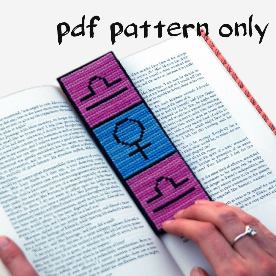 Cross Stitch PDF Pattern - Libra Bookmark - Threefold Designs