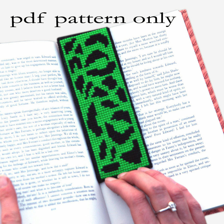 Cross Stitch PDF Pattern - Lime Green Leopard Print Bookmark