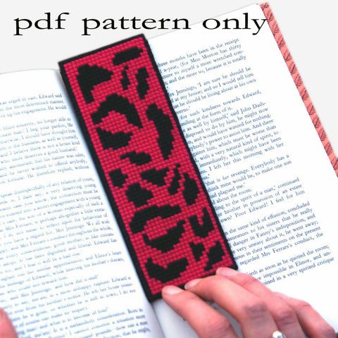 Cross Stitch PDF Pattern - Pink Leopard Print Bookmark