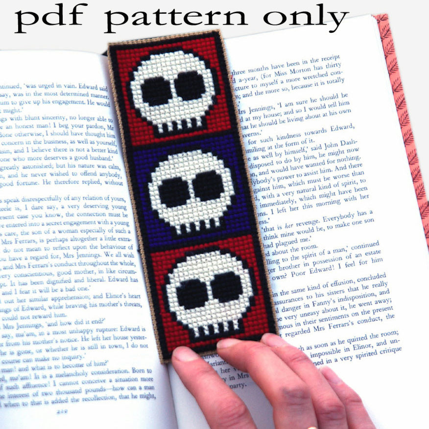 Cross Stitch PDF Pattern - Skulls Bookmark