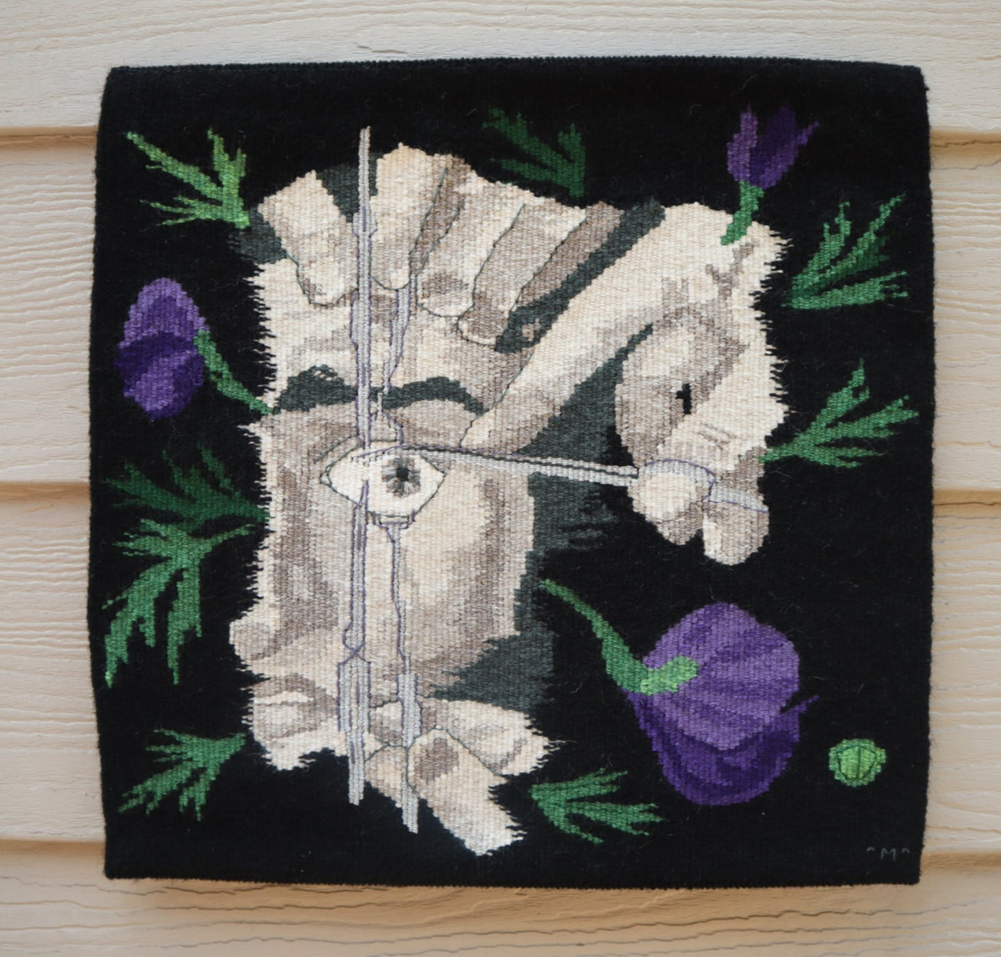 unique handwoven tapestry based on creepy medical illustration, gothic, dark tapestry, dark art
