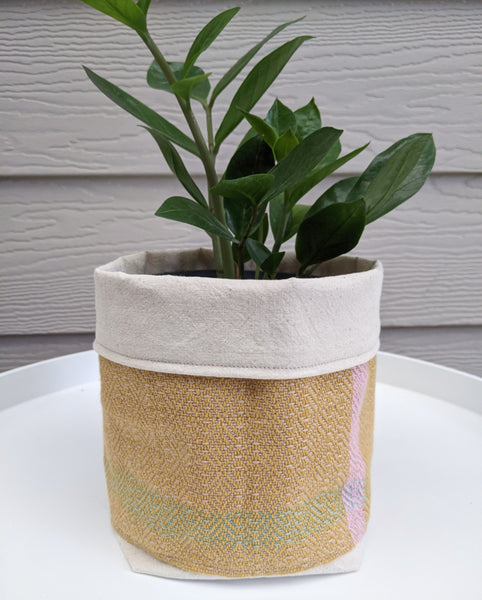 Vintage Weave Plant Holder - Mustard - Threefold Designs