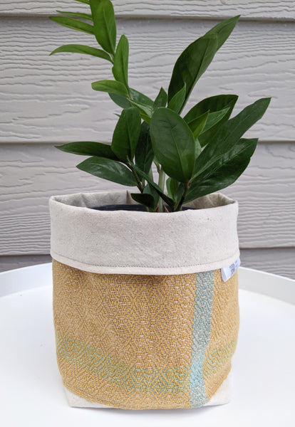 Vintage Weave Plant Holder - Mustard - Threefold Designs