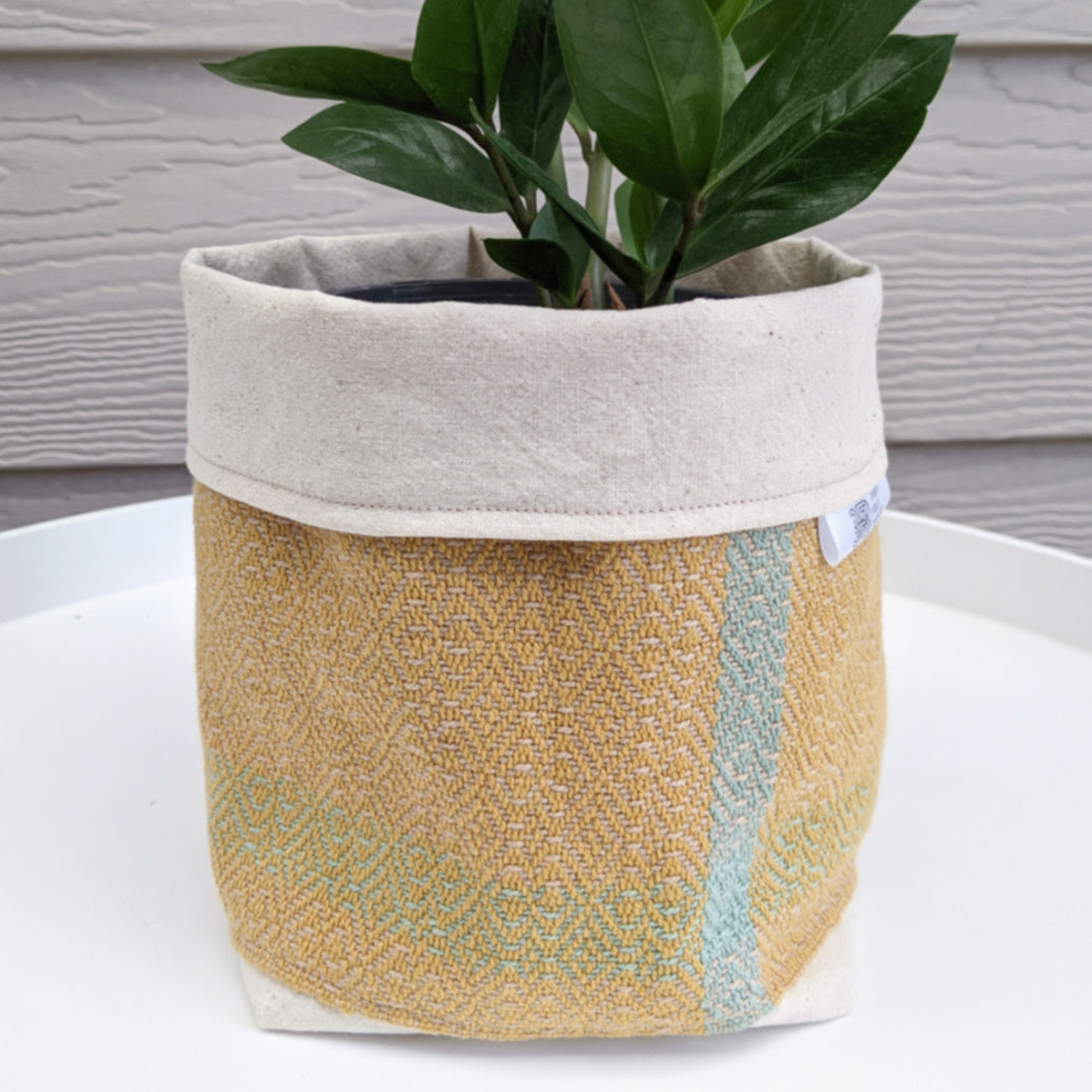 Vintage Weave Plant Holder - Mustard - Threefold Designs